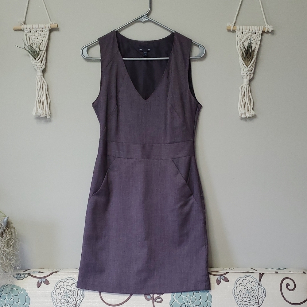 GAP Purple Sheath V-Neck Mini Dress